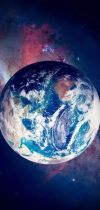 This space-inspired live phone wallpaper features a realistic view of Earth seen from orbit