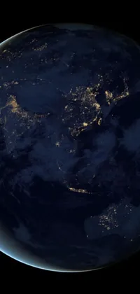 This phone live wallpaper features a stunning view of the Earth from space, showcasing the vibrant lights and colors of Southeast Asian cities at night