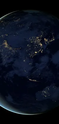 This stunning phone live wallpaper features a satellite view of the earth at night
