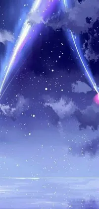 This stunning phone live wallpaper features a serene and magical anime scene