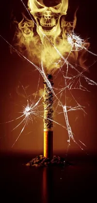 Looking for a phone wallpaper that is out of the ordinary? Look no further than this hyperrealistic live wallpaper of a smoking cigarette! With a skull protruding out of the tip, the design is visually striking and unique