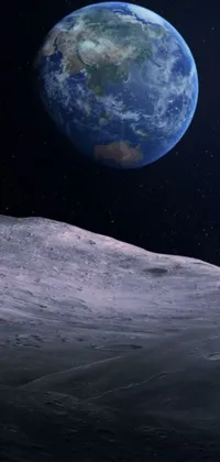 Looking for a visually stunning live wallpaper? Check out this awe-inspiring space-themed wallpaper featuring a view of the Earth from the moon