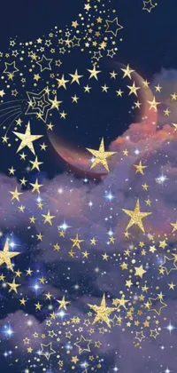 Transform your phone screen into a surreal galaxy with this mesmerizing live wallpaper featuring a night sky filled with stars and a crescent