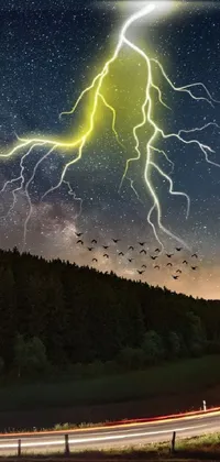 night scene with thunder  Live Wallpaper