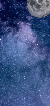 This live wallpaper features a stunning night sky full of stars and a full moon