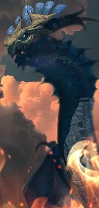 This majestic phone wallpaper features a flying dragon with intricate details and realistic textures