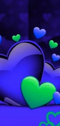 This captivating live phone wallpaper features a purple box emitting multiple hearts, set amidst a background of floating hearts