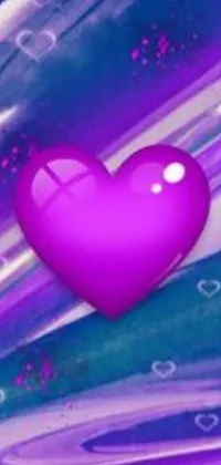This phone live wallpaper features a stunning pink heart set against a colorful background of purple and blue hues