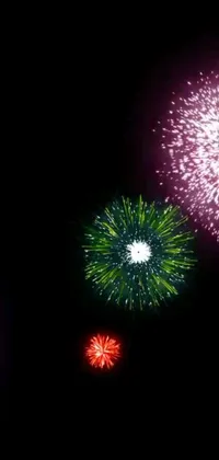 Turn your phone's screen into a stunning fireworks show with this live wallpaper! Featuring a beautifully detailed display of fireworks in the night sky, this wallpaper is available in 4 colors to match your preferences