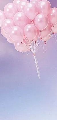 Bring a touch of celebratory charm to your phone with this beautiful live wallpaper! Featuring a cluster of pink balloons set against a pearly sky, this close-up image is sure to make you smile