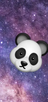 This enchanting phone live wallpaper showcases a panda bear floating on a galaxy-inspired backdrop