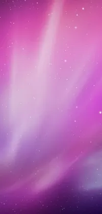 This vibrant live wallpaper features a stunning purple and blue sky with stars and pink-colored silk flowing gracefully in the foreground