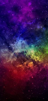 This live wallpaper features a vibrant and colorful galaxy filled with stars, digital art, and a rainbow color scheme