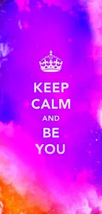This Phone Live Wallpaper features the inspiring words "keep calm and be you" against a beautiful purple aesthetic