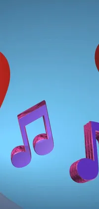 This phone live wallpaper features a charming and whimsical heart-shaped balloon with playful music notes floating out of it against an abstract claymation background
