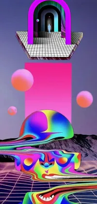 This live phone wallpaper showcases a pink square set against a desert landscape