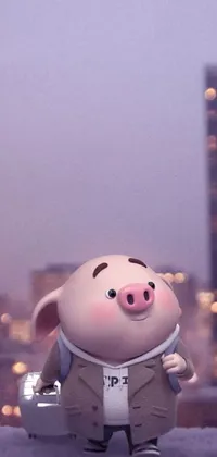 This trendy live wallpaper for phones features an animated pig created by a well-known animation studio