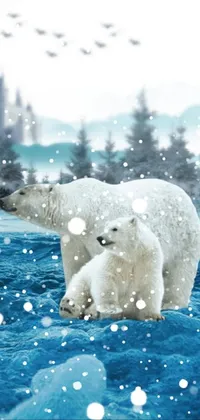 Sky Polar Bear Snow Live Wallpaper