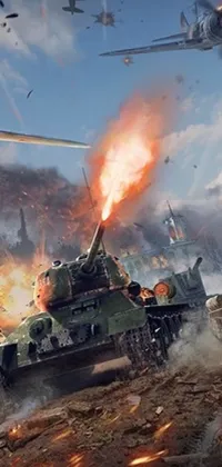 Introducing a stunning live wallpaper featuring a mesmerizing collection of German and Soviet tanks