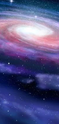 This live wallpaper features a stunning spiral galaxy with stars set against a gorgeous, purplish space background