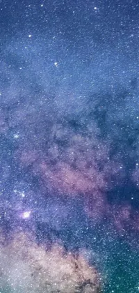 This phone live wallpaper showcases a stunning night sky filled with countless stars in beautiful shades of blue and violet