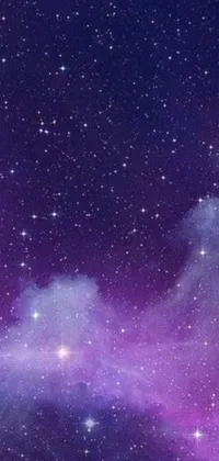 Get mesmerized by this dreamy phone live wallpaper! With a purple and blue sky full of sparkling stars that capture the mystical and enchanting essence of the cosmos