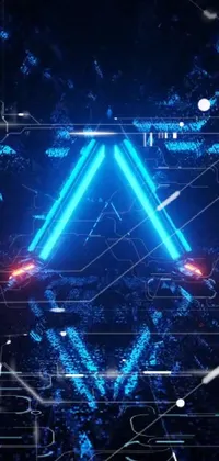 Looking for a sleek and eye-catching live wallpaper for your phone? Look no further than this futuristic design featuring a neon triangle and hologram effect set against a dark background