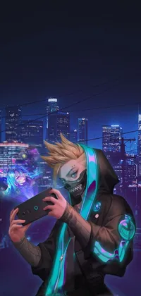 Looking for a breathtaking phone live wallpaper? Check out this stunning cyberpunk art that depicts a city at night