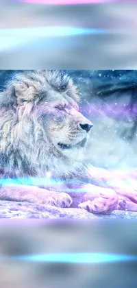Looking for a stunning live wallpaper to transform your phone screen? Look no further than this winter wonderland featuring a majestic lion lounging in the snow