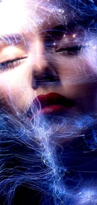 Looking for a vivid and captivating live wallpaper? Look no further! This digital photograph depicts a close-up of a woman's face with her eyes closed and is accompanied by a mesmerizing Eugeniusz Zak-inspired digital art design