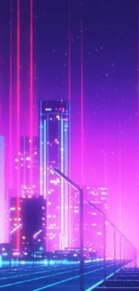 Looking for a sleek and futuristic live wallpaper for your phone? Look no further than this stunning creation featuring a cityscape at night
