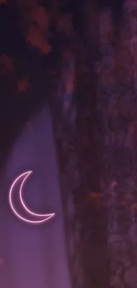 This live wallpaper boasts a breathtaking photo of a crescent in the night sky set against a purple room backdrop