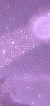 This live wallpaper features a mesmerizing purple sky filled with sparkling stars, enhanced with a microscopic photo and created using the art of holography