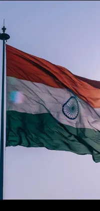 Decorate your phone with the Indian flag soaring high against the blue sky in this stunning live wallpaper