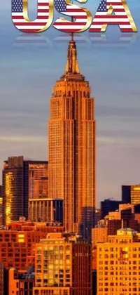 Feast your eyes on a breathtaking live wallpaper of the Empire State Building, towering above the New York City skyline in golden hour hues