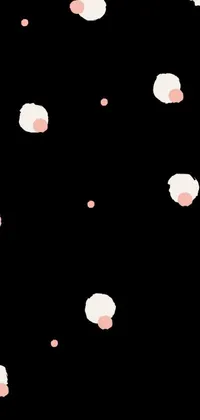This phone live wallpaper features a sleek black background with white and pink dots scattered throughout in a digital painting style
