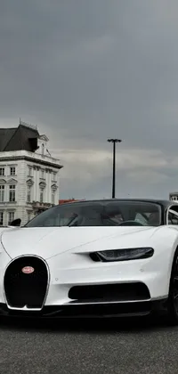 This phone live wallpaper shows a luxurious white buggy parked beside a road, rendered in a baroque style with marvelous details
