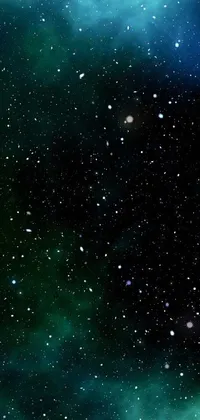 This live phone wallpaper depicts a stunning blue and green space, filled with numerous twinkling stars