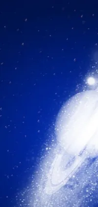 Looking for a phone live wallpaper that's both mesmerizing and beautiful? Check out this stunning digital art piece featuring a white object set against a blue sky with a starry, moonlit background - it's sure to take your breath away with its incredible detail, including a banner blowing in the gentle wind