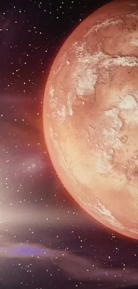 This stunning live wallpaper features a close-up digital render of a planet, set against a backdrop of a bright star and two pure moons in orbit