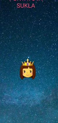 This phone live wallpaper features a charming cartoon character with a crown, set against a trendy digital art picture in the middle