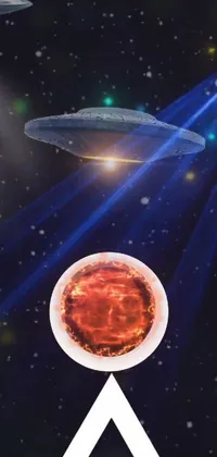 Get ready for an out-of-this-world phone live wallpaper! Enjoy the mesmerizing sight of spaceships cruising through a starry galaxy with a futuristic hologram overlay