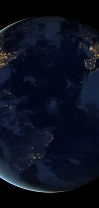 This live wallpaper depicts the Earth from space at night, featuring a dark-skinned background and a yin yang symbol at the center