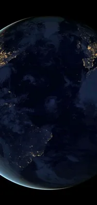 This live phone wallpaper features a satellite view of the earth at night