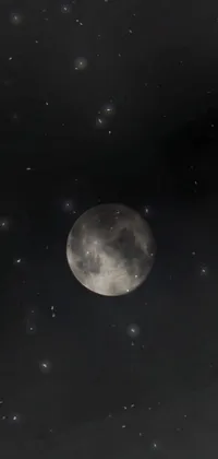 This phone live wallpaper displays a beautiful depiction of a full moon in the night sky accompanied by sparkling stars
