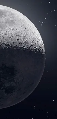 If you're looking for an out-of-this-world live wallpaper, look no further! Featuring a beautiful close up of the moon and a starry background, this cosmic design is perfect for anyone who loves space and the mysteries of the universe