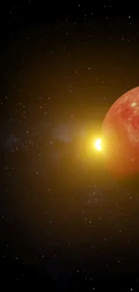 This live wallpaper is an impressive space artwork featuring a red moon with a starry backdrop