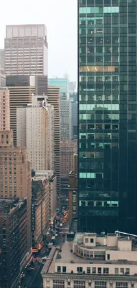 This phone live wallpaper showcases a captivating view of a modern city skyline