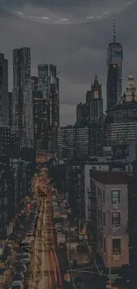 This realistic 3D live wallpaper highlights a bustling New York City street with heavy traffic and tall buildings