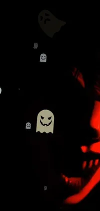 This Halloween-themed phone live wallpaper showcases a mysterious woman standing in a gloomy atmosphere